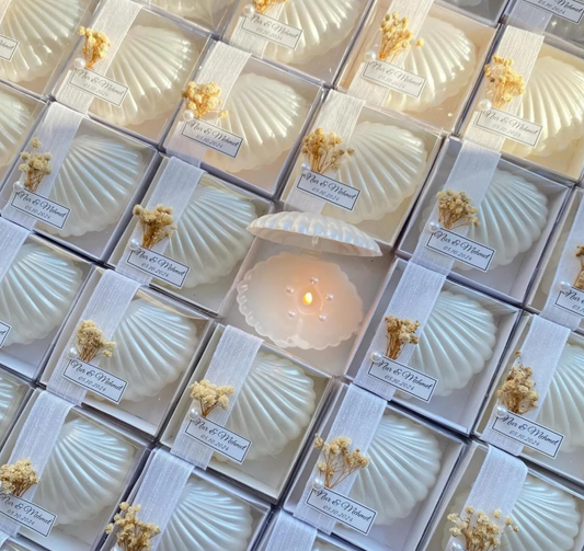 Oyster Candle Favors with Pearls