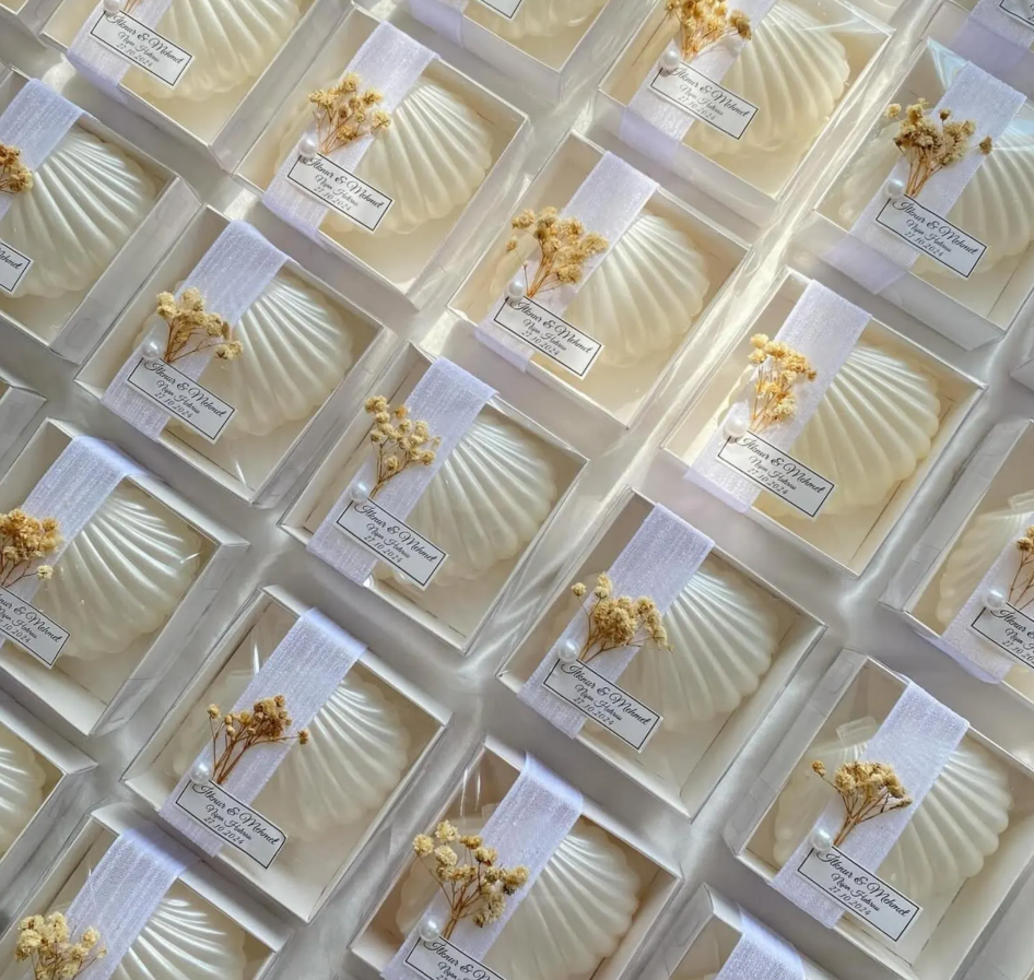Oyster Candle Favors with Pearls