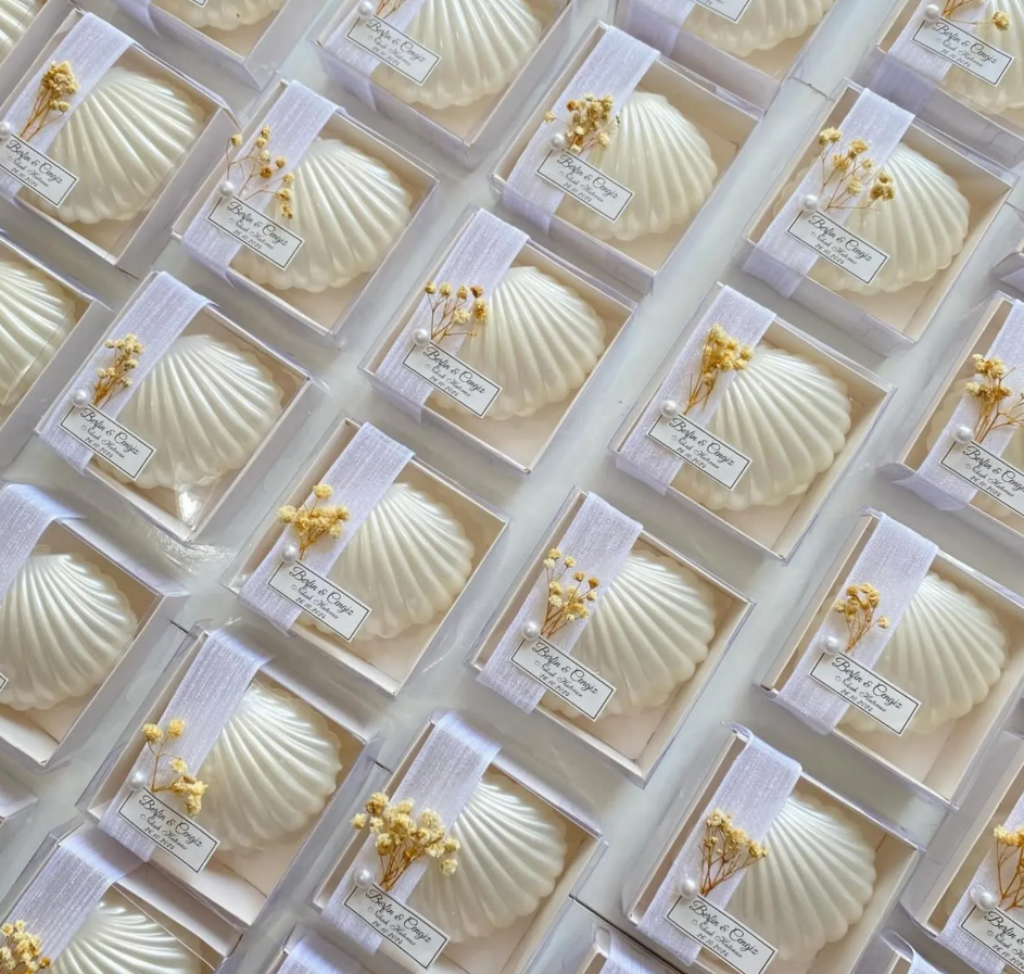 Oyster Candle Favors with Pearls