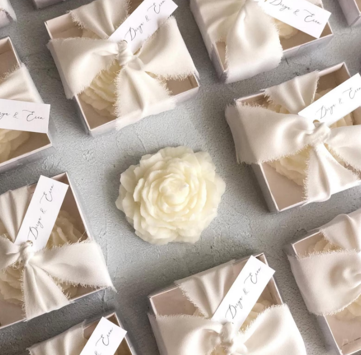 Personalized Rose Flower Candles, Wedding Decor, Bridal Shower Gift