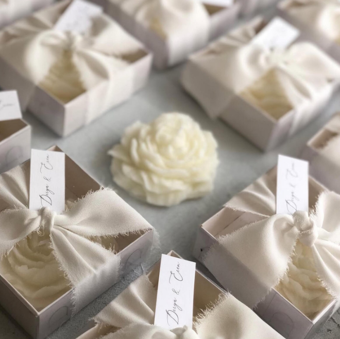 Personalized Rose Flower Candles, Wedding Decor, Bridal Shower Gift
