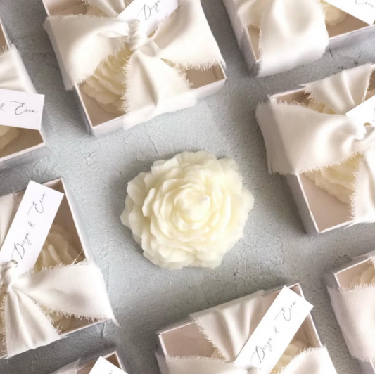 Personalized Rose Flower Candles, Wedding Decor, Bridal Shower Gift