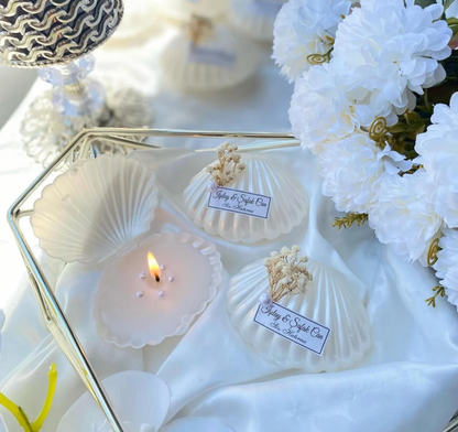 Oyster Candle Favors with Pearls