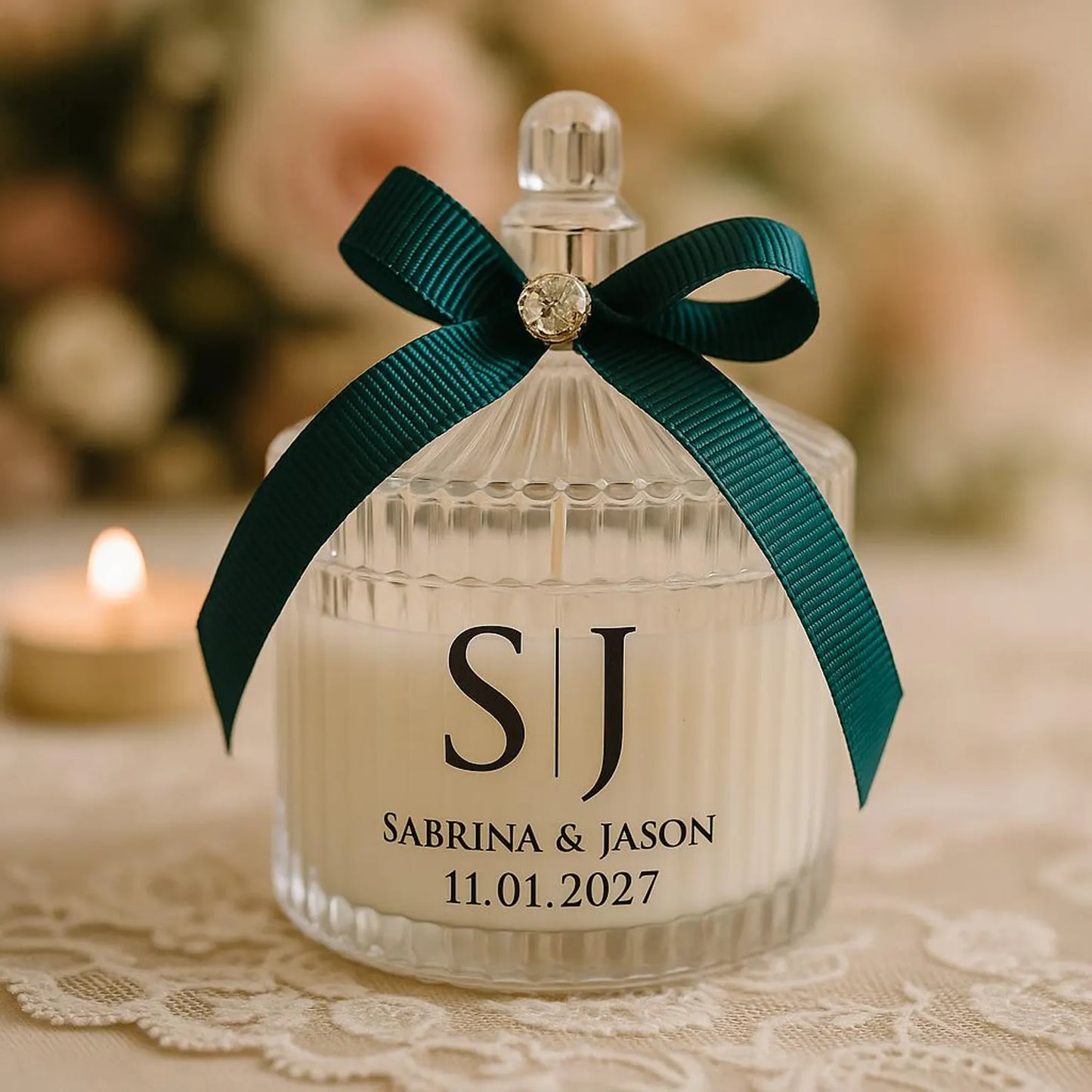 Personalized Soy Wax Wedding Favor Candle