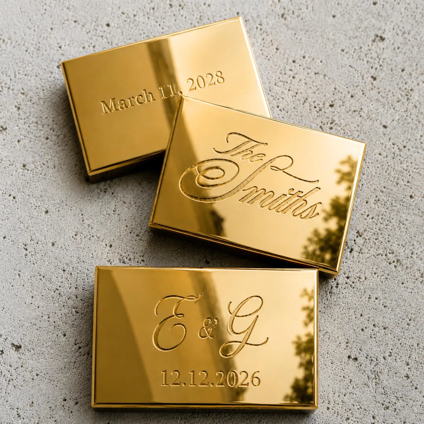 Custom Rose Gold Mirror Matchboxes | Personalized Wedding Favors