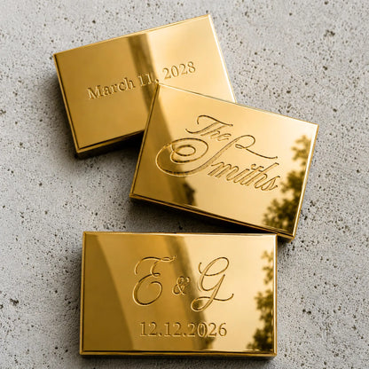 Custom Rose Gold Mirror Matchboxes | Personalized Wedding Favors